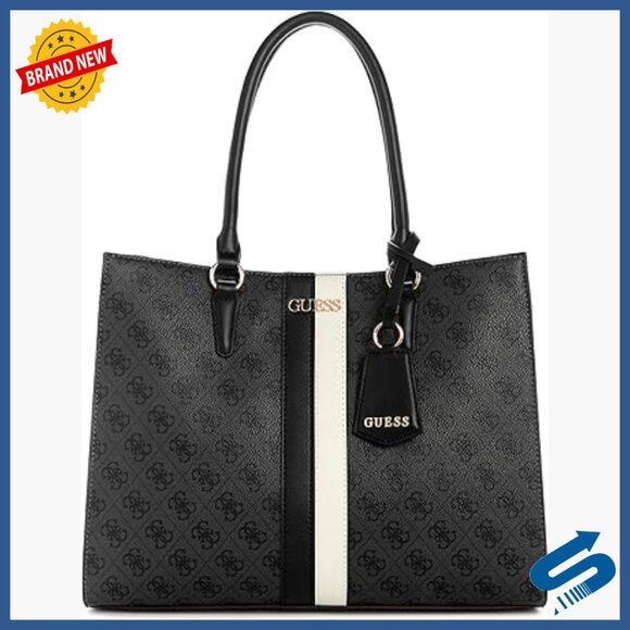 Polyurethane Logo Tote with Magnetic Closure and Interior Pockets
